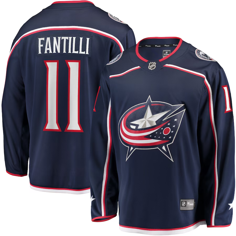 Men's Columbus Blue Jackets Adam Fantilli #11 Navy Home Breakaway Player jersey