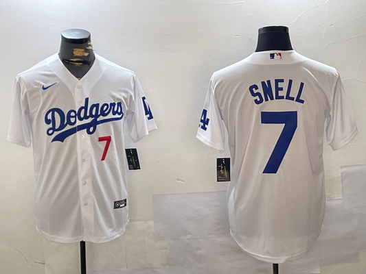Men's Los Angeles Dodgers Blake Snell #7 White Replica Player jersey