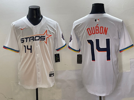 Men's Houston Astros Mauricio Dubon #14 White 2025 City Connect Limited Player jersey