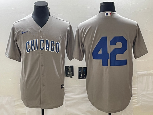 Men's Chicago Cubs #42 Gray Road 2024 Jackie Robinson Day Elite jersey