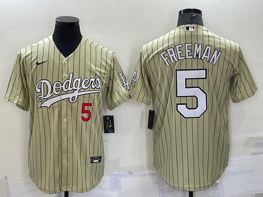 Men's Los Angeles Dodgers Freddie Freeman #5 Gold Replica Baseball jersey