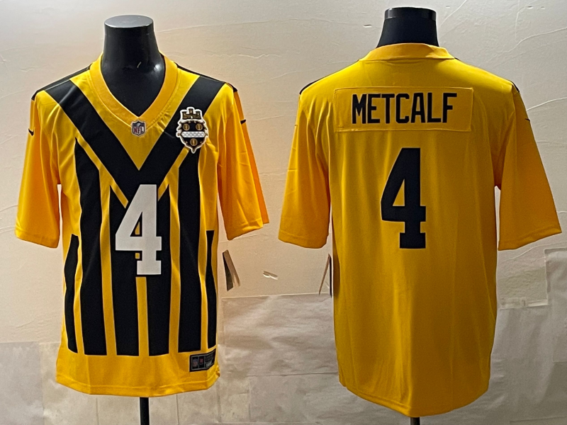 Men's Pittsburgh Steelers DK Metcalf #4 Gold Alternate 1933 Throwback Game Jersey