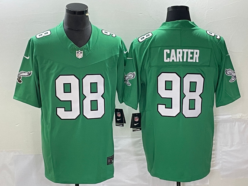 Men's Philadelphia Eagles Jalen Carter #98 Kelly Green Game jersey
