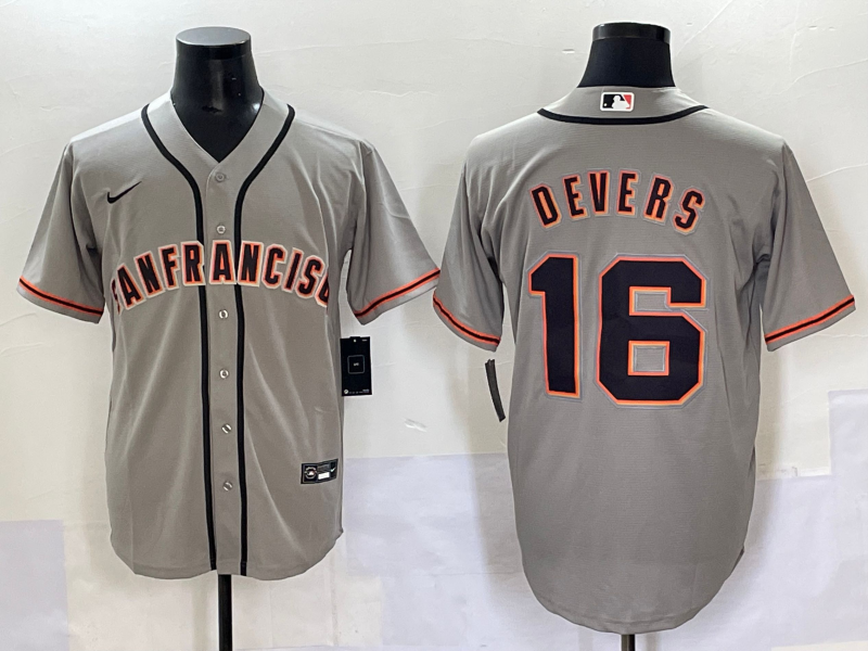 Men's San Francisco Giants Rafael Devers #16 Gray Replica Player Jersey