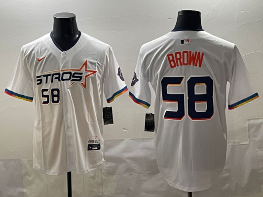 Men's Houston Astros Hunter Brown #58 White 2025 City Connect Limited Player Jersey
