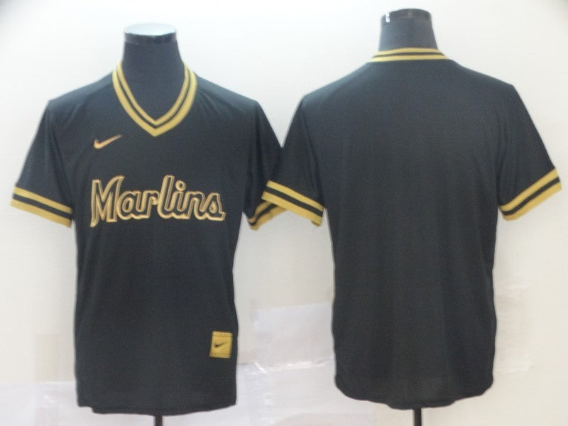 Men's Miami Marlins Black Replica Blank jersey