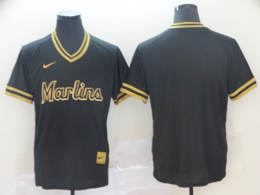 Men's Miami Marlins Black Replica Blank jersey