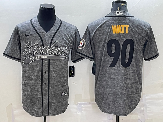Men's Pittsburgh Steelers T.J. Watt #90 Gray Game jersey Joint edition