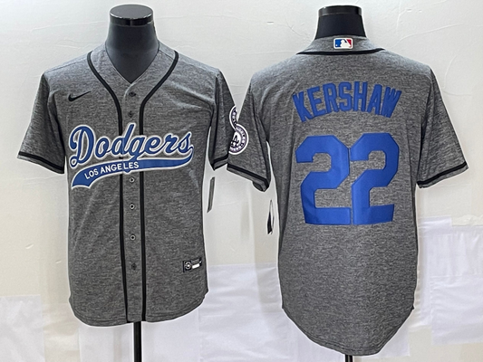 Men's Los Angeles Dodgers Clayton Kershaw #22 Gray Game jersey Joint Edition