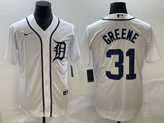 Men's Detroit Tigers Riley Greene #31 White Replica Player jersey