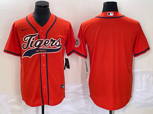Men's Detroit Tigers Orange Blank Replica jersey Joint Edition