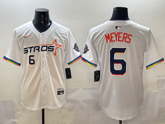 Men's Houston Astros Jake Meyers #6 White 2025 City Connect Limited Player jersey