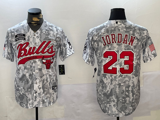 Men's Chicago Bulls Michael Jordan #23 Arctic Camo 2024 Salute to Service Replica Player Jersey