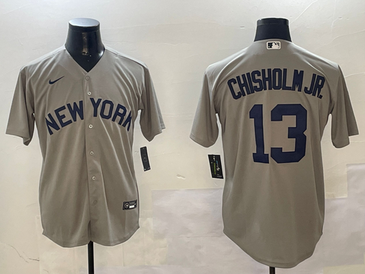 Men's New York Yankees Jazz Chisholm Jr. #13 Gray Away Limited Player jersey