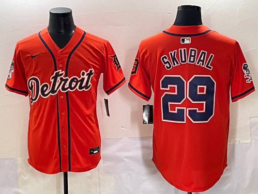 Men's Detroit Tigers Tarik Skubal #29 Orange Limited Player Jersey