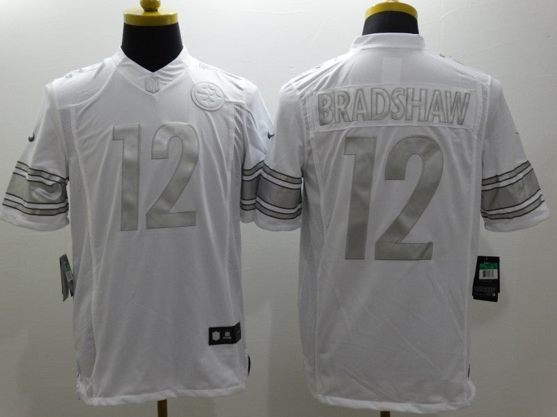 Men's Pittsburgh Steelers Terry Bradshaw #12 White Game jersey
