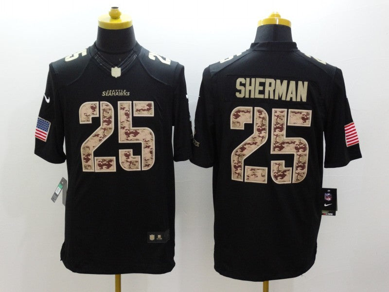 Men's Seattle Seahawks Richard Sherman #25 Black Game Player jersey