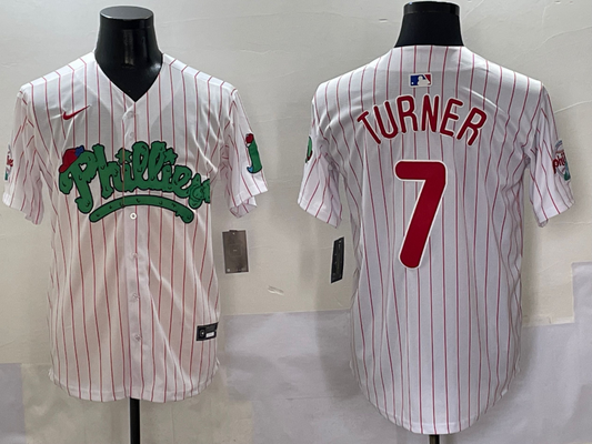Men's Philadelphia Phillies Trea Turner #7 White Player jersey