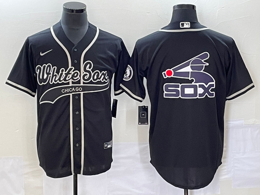 Men's Chicago White Sox Black Replica Player jersey Joint Edition