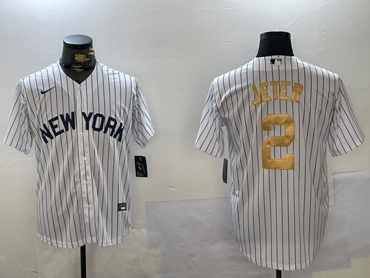 Men's New York Yankees Derek Jeter #2 White Player Game jersey