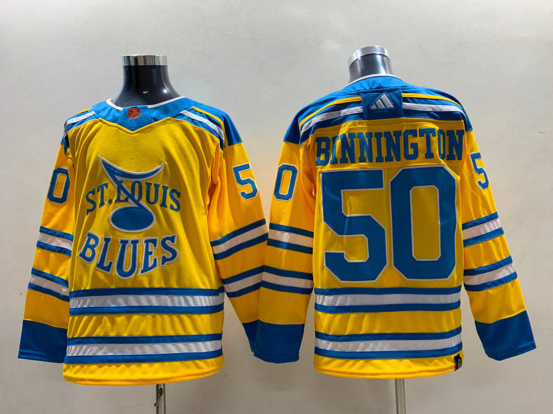 Men's St. Louis Blues Jordan Binnington #50 Yellow Breakaway Player jersey