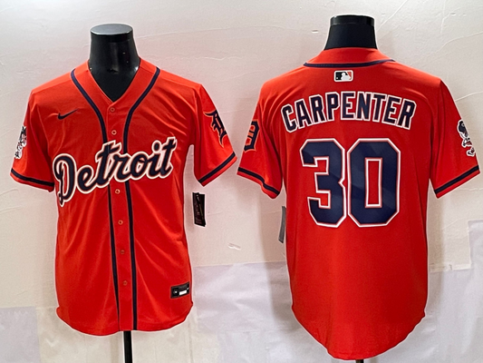 Men's Detroit Tigers Kerry Carpenter #30 Orange Game Player Jersey