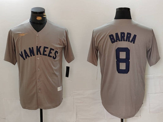 Men's New York Yankees Yogi Berra #8 Gray Road Cooperstown Collection Player jersey