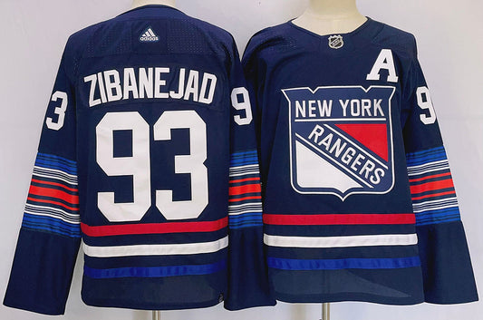 Men's New York Rangers Mika Zibanejad #93 Blue Game jersey