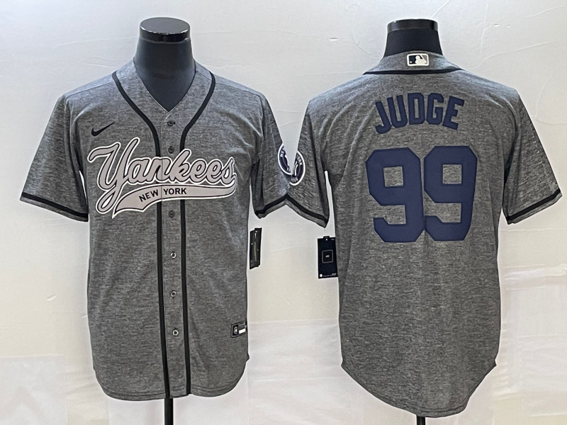 Men's New York Yankees Aaron Judge #99 Gray Game jersey Joint Edition