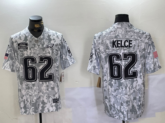Men's Philadelphia Eagles Jason Kelce #62 Arctic Camo 2024 Salute to Service Limited jersey
