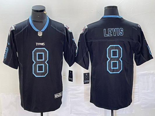 Men's Tennessee Titans Will Levis #8 Black Game Player jersey