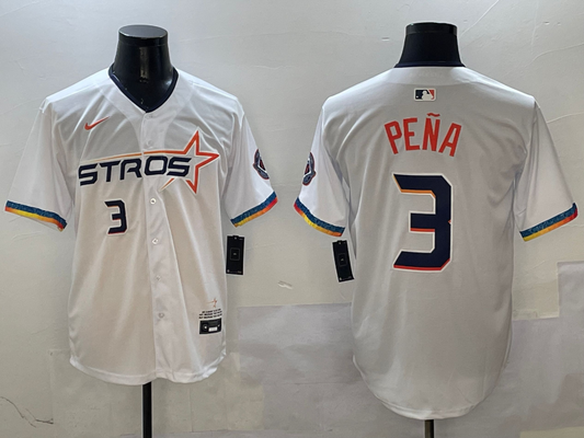 Men's Houston Astros Jeremy Pena #3 White 2025 City Connect Limited Player jersey