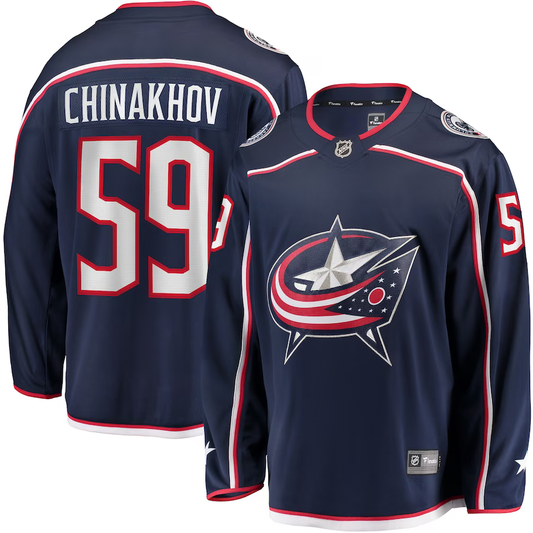 Men's Columbus Blue Jackets Yegor Chinakhov #59 Navy Home Breakaway Player jersey