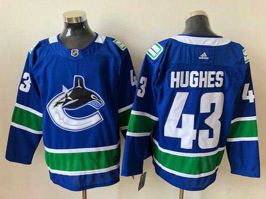 Men's Vancouver Canucks Quinn Hughes #43 Blue Home Breakaway Player jersey