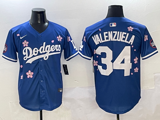 Men's Los Angeles Dodgers Fernando Valenzuela #34 Royal Game Jersey