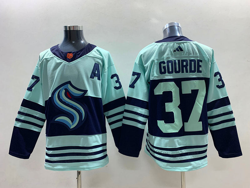 Men's Seattle Kraken Yanni Gourde #37 Teal Reverse Retro 2.0 Authentic Player jersey