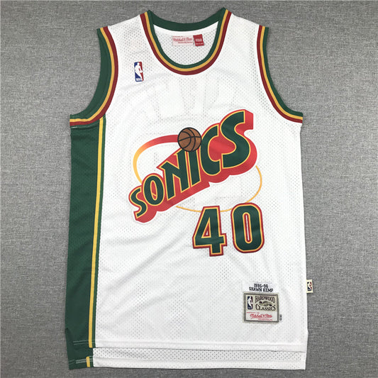 Men's Seattle Supersonics Shawn Kemp #40 White Throwback Swingman Jersey