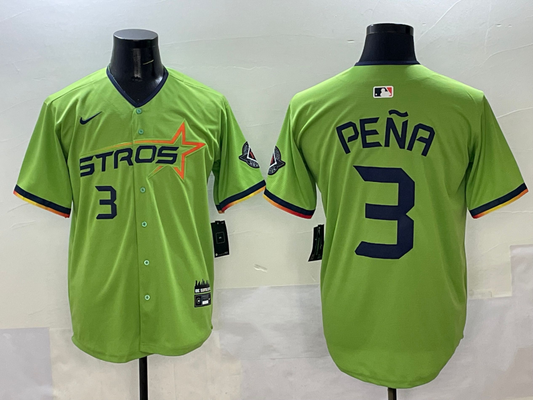 Men's Houston Astros Jeremy Pena #3 Green 2025 City Connect Limited Player Jersey