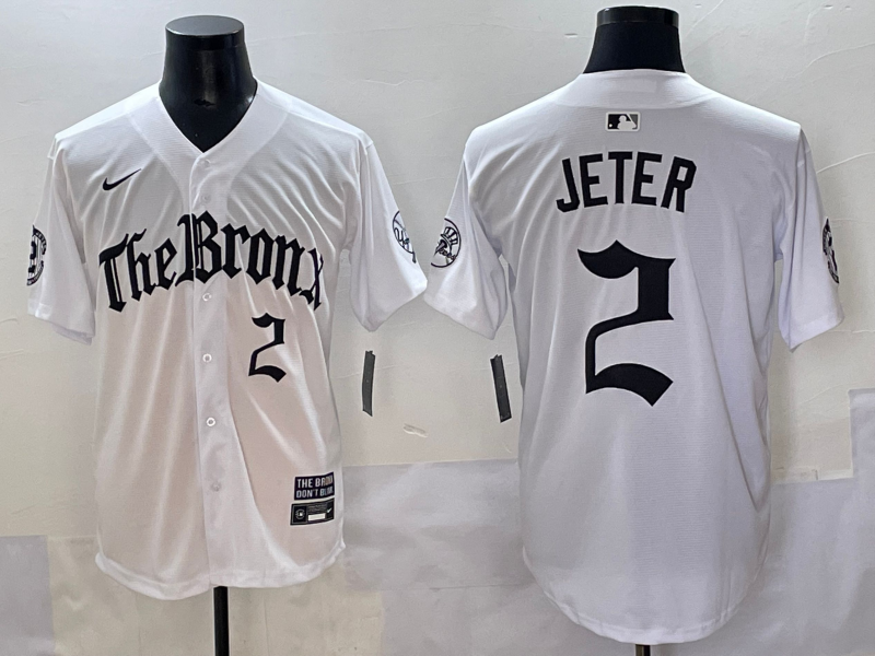 Men's New York Yankees Derek Jeter #2 White Alternate Limited Player Jersey