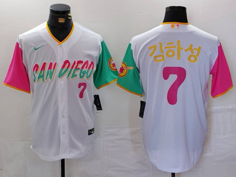 Men's San Diego Padres Ha-Seong Kim #7 White City Connect Limited Player jersey