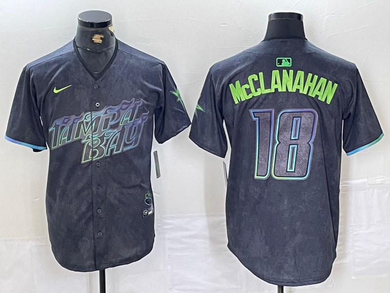 Men's Tampa Bay Rays Shane McClanahan #18 Charcoal 2024 City Connect Limited Player jersey