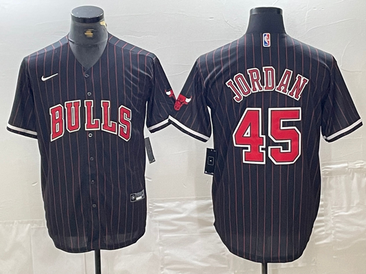 Men's Chicago Bulls Michael Jordan #45 Black Replica Player Jersey