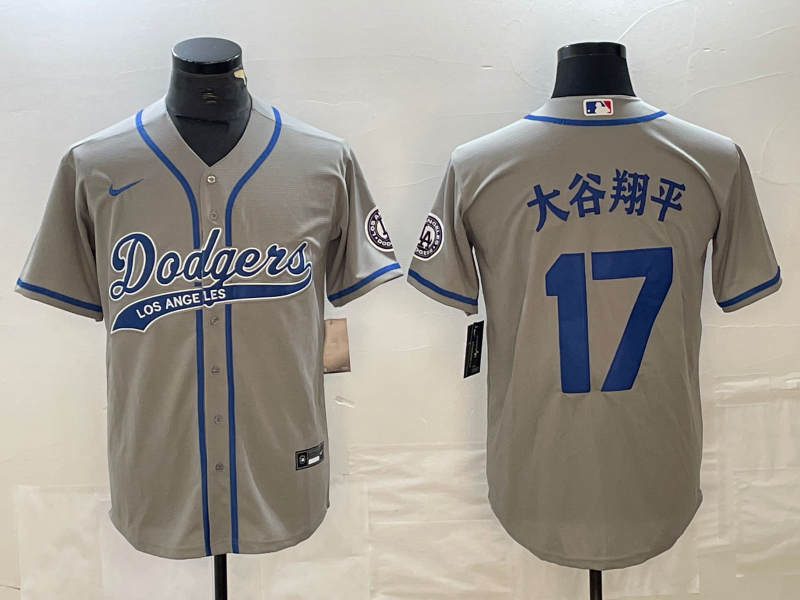 Men's Los Angeles Dodgers Shohei Ohtani #17 Gray Game Player jersey Joint Edition