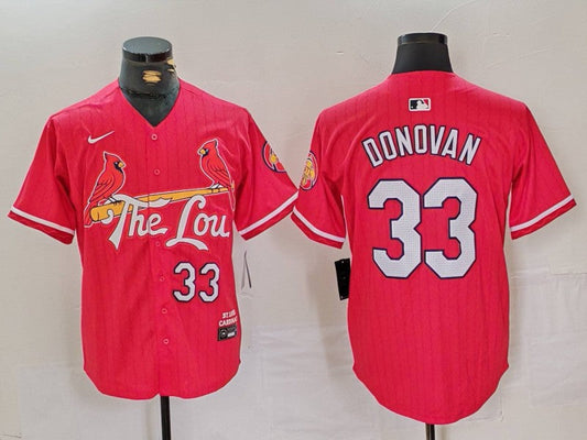 Men's St. Louis Cardinals Brendan Donovan #33 Red 2024 City Connect Limited Player jersey