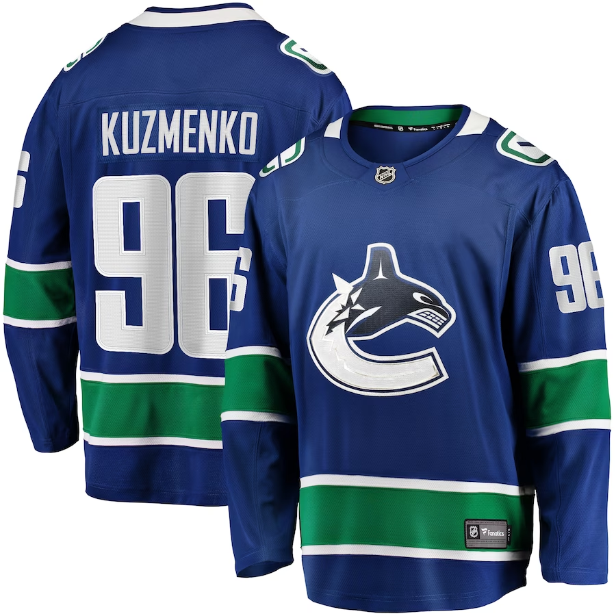 Men's Vancouver Canucks Andrei Kuzmenko #96 Blue Home Breakaway jersey