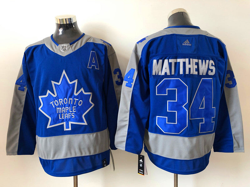 Men's Toronto Maple Leafs Auston Matthews #34 Blue/Gray Player jersey