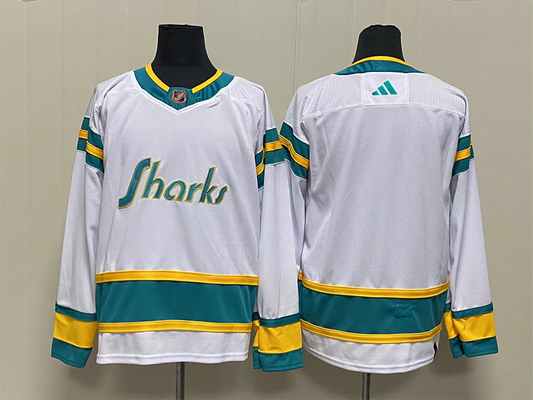 Men's San Jose Sharks White Reverse Retro 2.0 Authentic Blank jersey