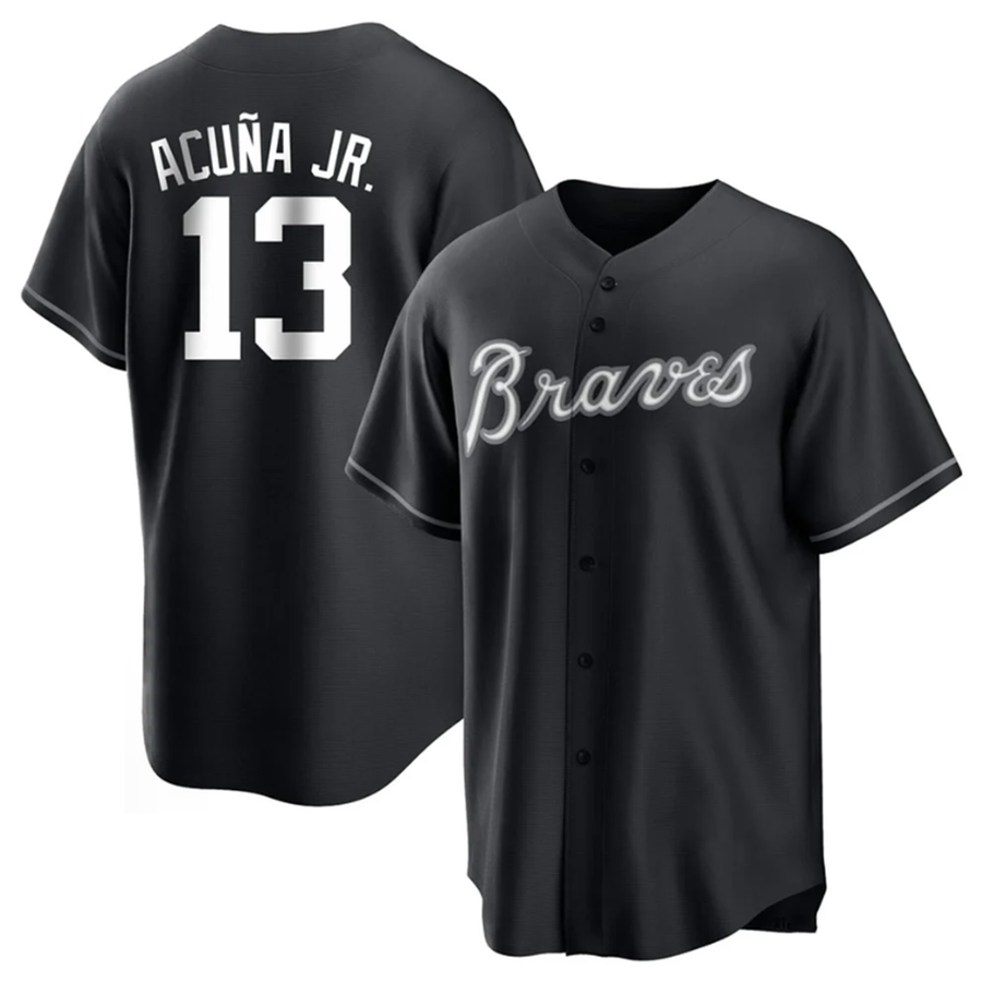 A.Braves #13 Ronald Acuna Jr. Player Black Replica Stitched Baseball Jerseys