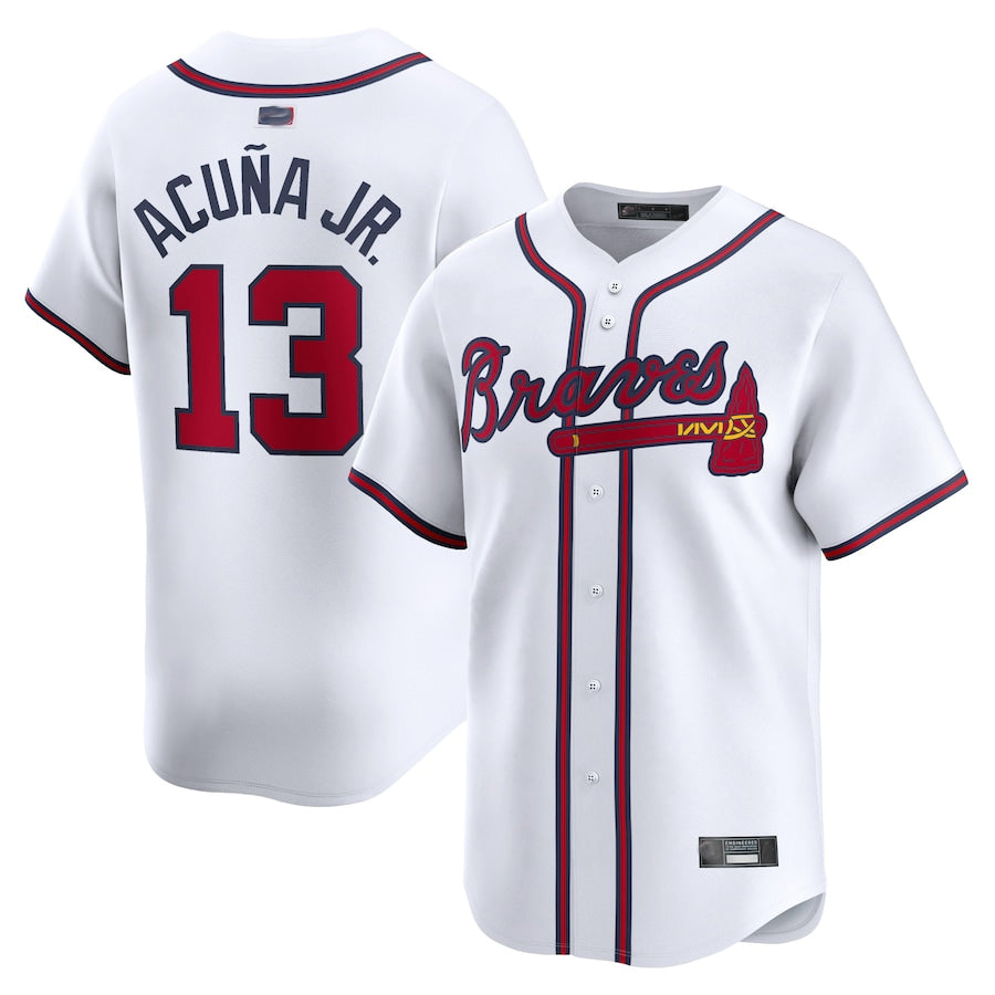 A.Braves #13 Ronald Acuna Jr. Player White Home Limited Baseball Jerseys