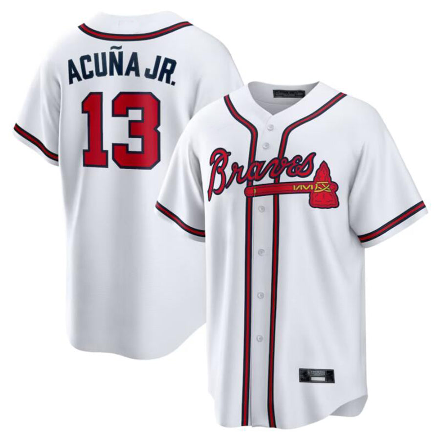 A.Braves #13 Ronald Acuna Jr. White Game Player Jersey American Stitched Baseball Jerseys